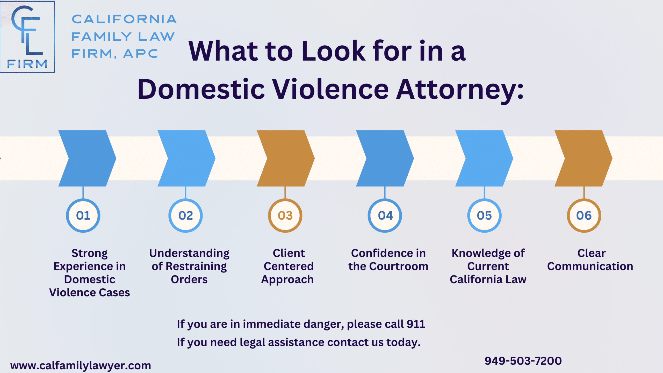 This Infographic shows that what to look for in a Domestic Violence Attorey